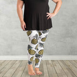 Yellow & White Pineapple Print Leggings - Adult & Kids