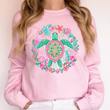 Pink Floral Turtle Sweatshirt
