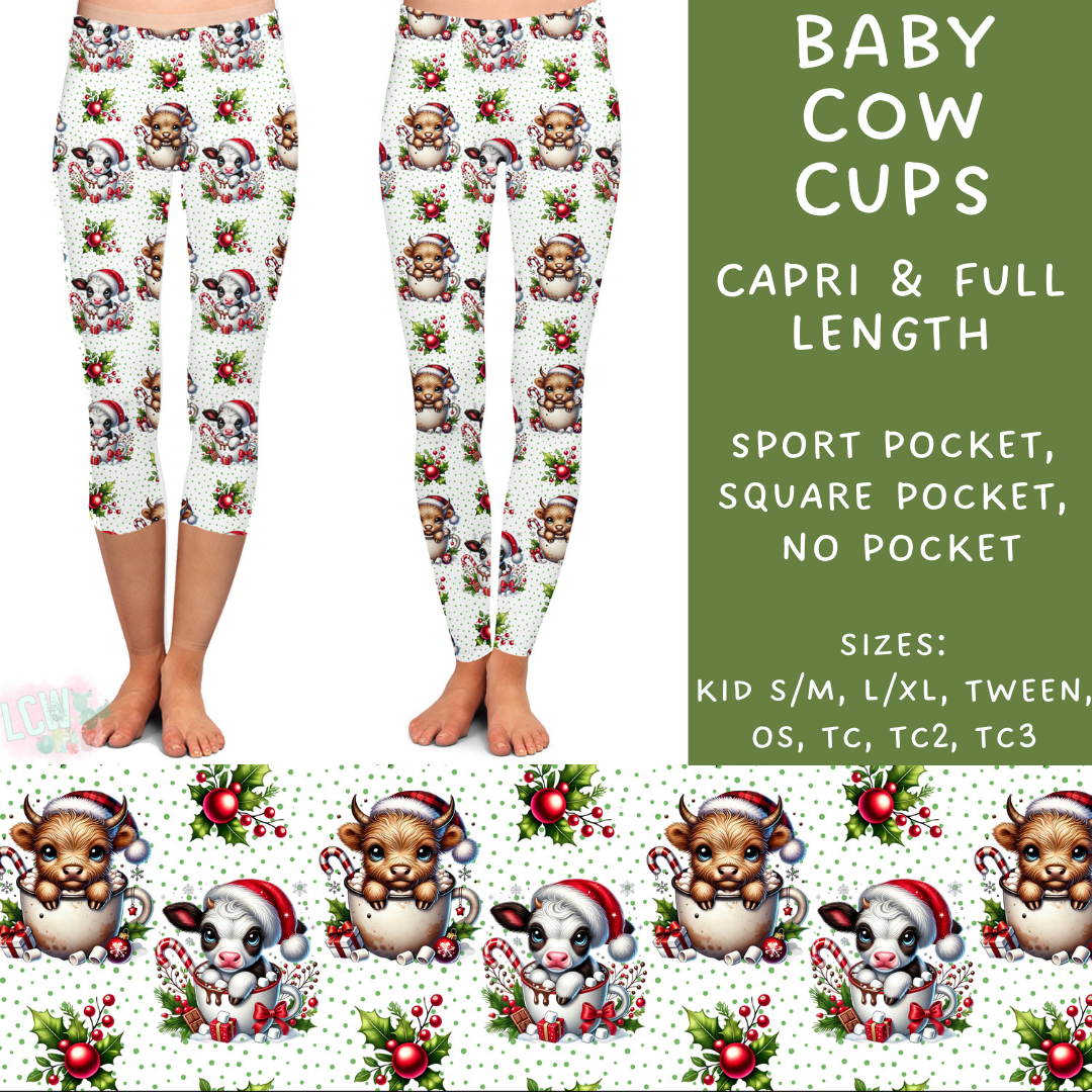 Batch #231 - Tis The Season - Closes 10/31 - ETA early/mid Dec - Baby Cow Cups Full and Capri Length Leggings