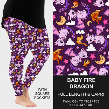 B310 - Preorder Baby Fire Dragon Leggings w/ Pockets (Closes 8/30. ETA: late Oct.)