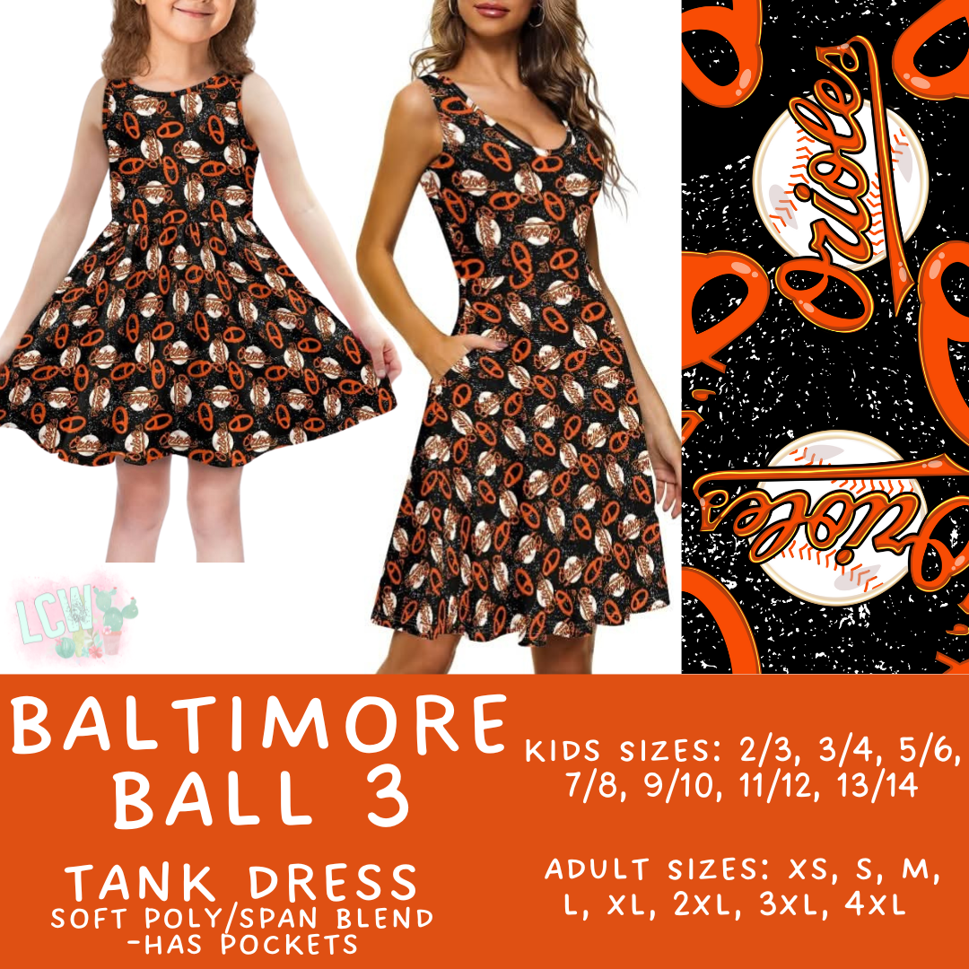 Batch #343 - Home Run Collection - Closes 5/22 - ETA mid July - Baltimore Ball 3 Women's & Girl's Tank Dress