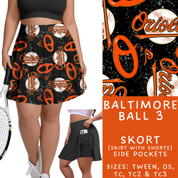 Batch #343 - Home Run Collection - Closes 5/22 - ETA mid July - Baltimore Ball 3 Skort