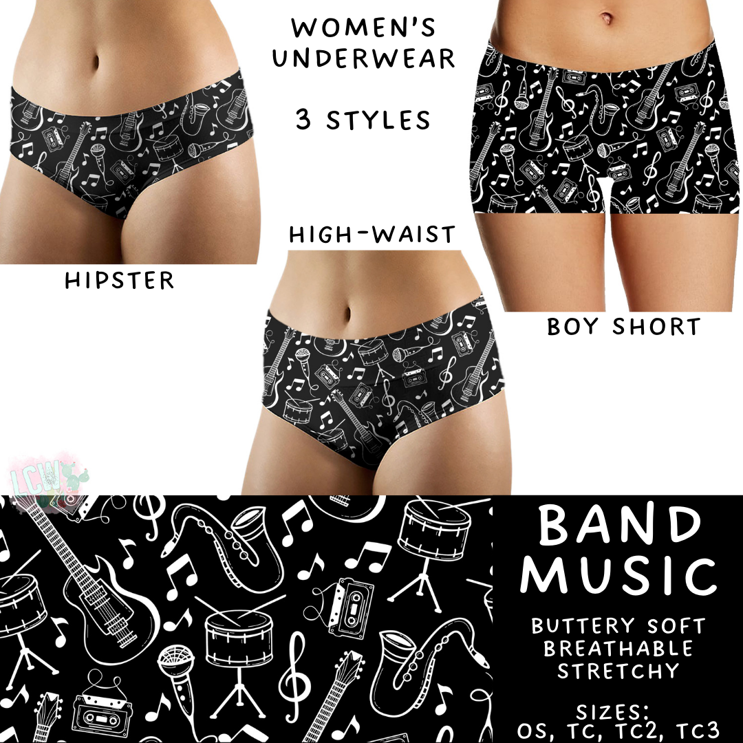 Batch #340 - Comfortable Underwear 4 - Closes 5/16 - ETA early July - Band Music Women's Underwear