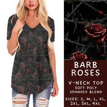 Batch #249 - October Request Run - Closes 12/6 - ETA late Jan - Barb Roses V-Neck Tee