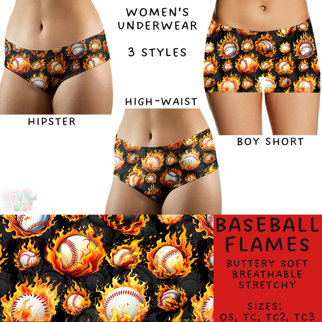 Batch #244 - Comfortable Underwear 2 - Closes 11/27 - ETA mid/late Jan - Baseball Flames Women's Underwear