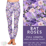 Ready To Ship - Bat Roses Full Length Leggings - Square Pocket OS - Sport Pocket OS, TC & TC2