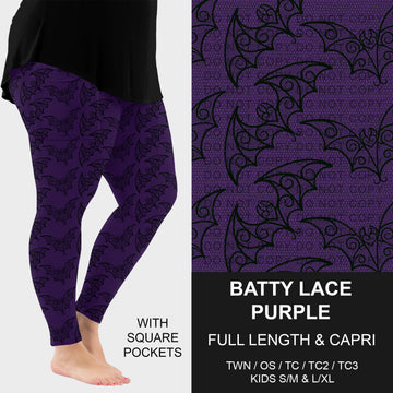 B305 - Preorder Batty Lace Purple Leggings w/ Pockets (Closes 8/02. ETA: early Oct.)