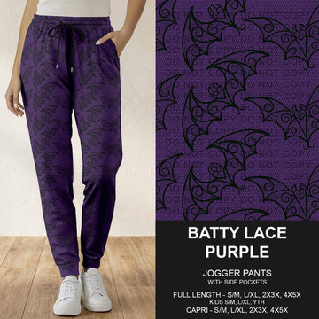 B305 - Preorder Batty Lace Purple Joggers (Closes 8/02. ETA: early Oct.)