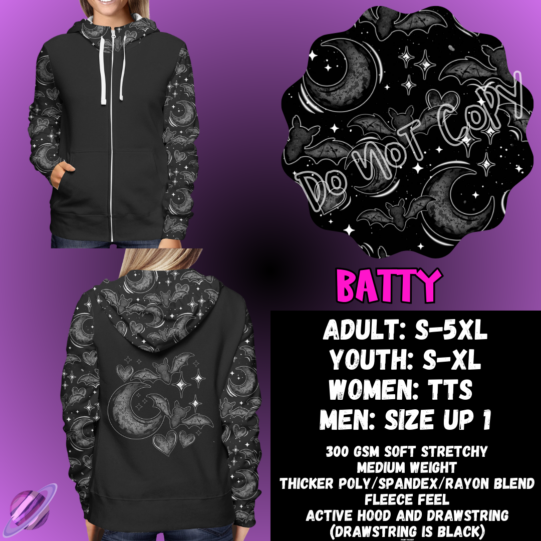 BATTY - ZIP UP HOODIE OUTFIT RUN PREORDER CLOSES 1/26