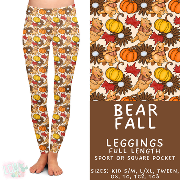 Ready to Ship - Bear Fall Full Length Leggings - Sport Pocket OS