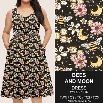 B217 - Preorder Bees and Moon Sleeveless Pocket Dress (Closes 3/12. ETA: late May)