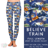Ready To Ship - Believe Train Full Length Leggings - TC2 Square & Sport Pocket