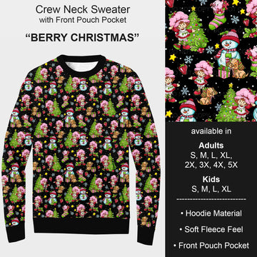 B185 - Preorder Berry Christmas Sweater w/ Front Pocket (Closes 10/01. ETA early Dec.)