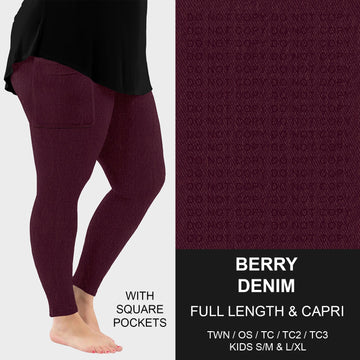 B301 - Preorder Berry Faux Denim Leggings w/ Pockets (Closes 7/19. ETA: late Sept.)