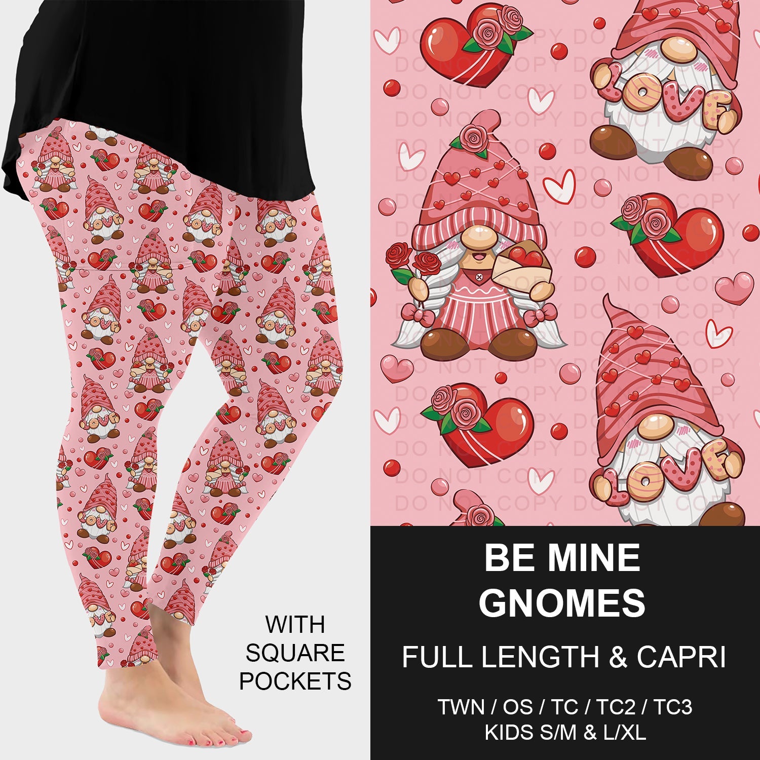 B263 - Preorder Be Mine Gnomes Leggings w/ Pockets (Closes 11/30. ETA: late Jan.)