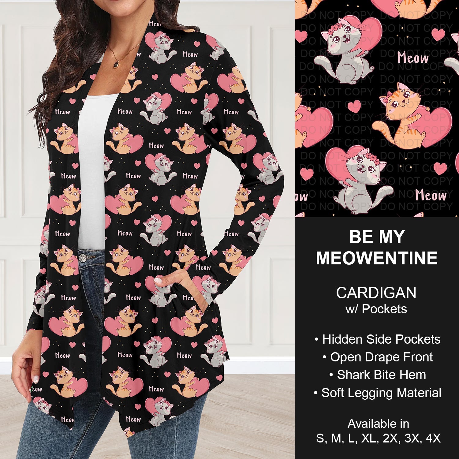 B263 - Preorder Be My Meowentine Cardigan w/ Pockets (Closes 11/30. ETA: late Jan.)