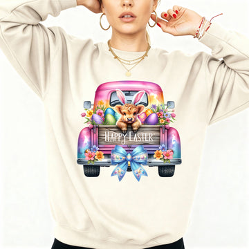 Easter Cow Truck Sweatshirt