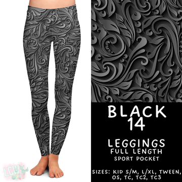 Batch #459 - Black Collection - Closes 12/4 - ETA late Jan - Black 14 Full Length Leggings