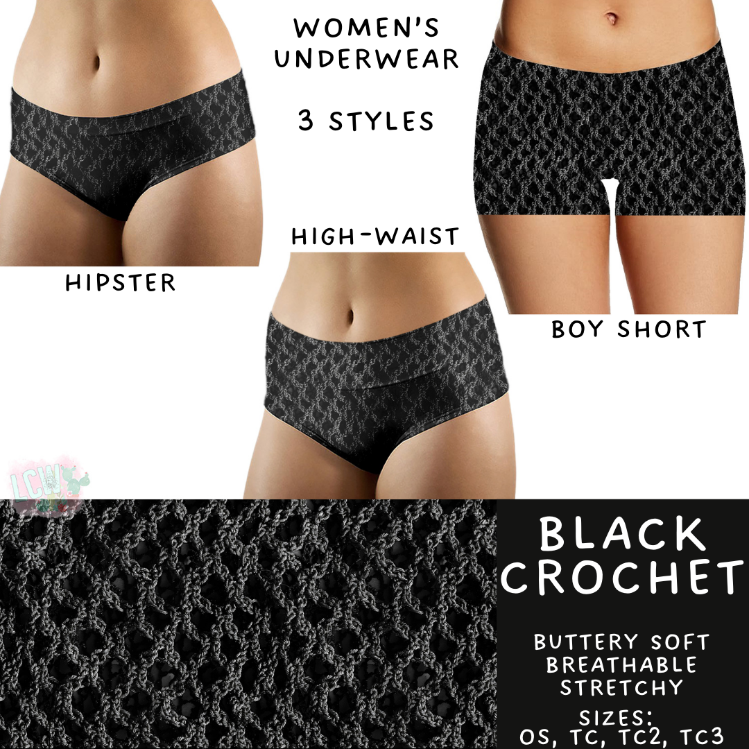 Batch #340 - Comfortable Underwear 4 - Closes 5/16 - ETA early July - Black Crochet Women's Underwear