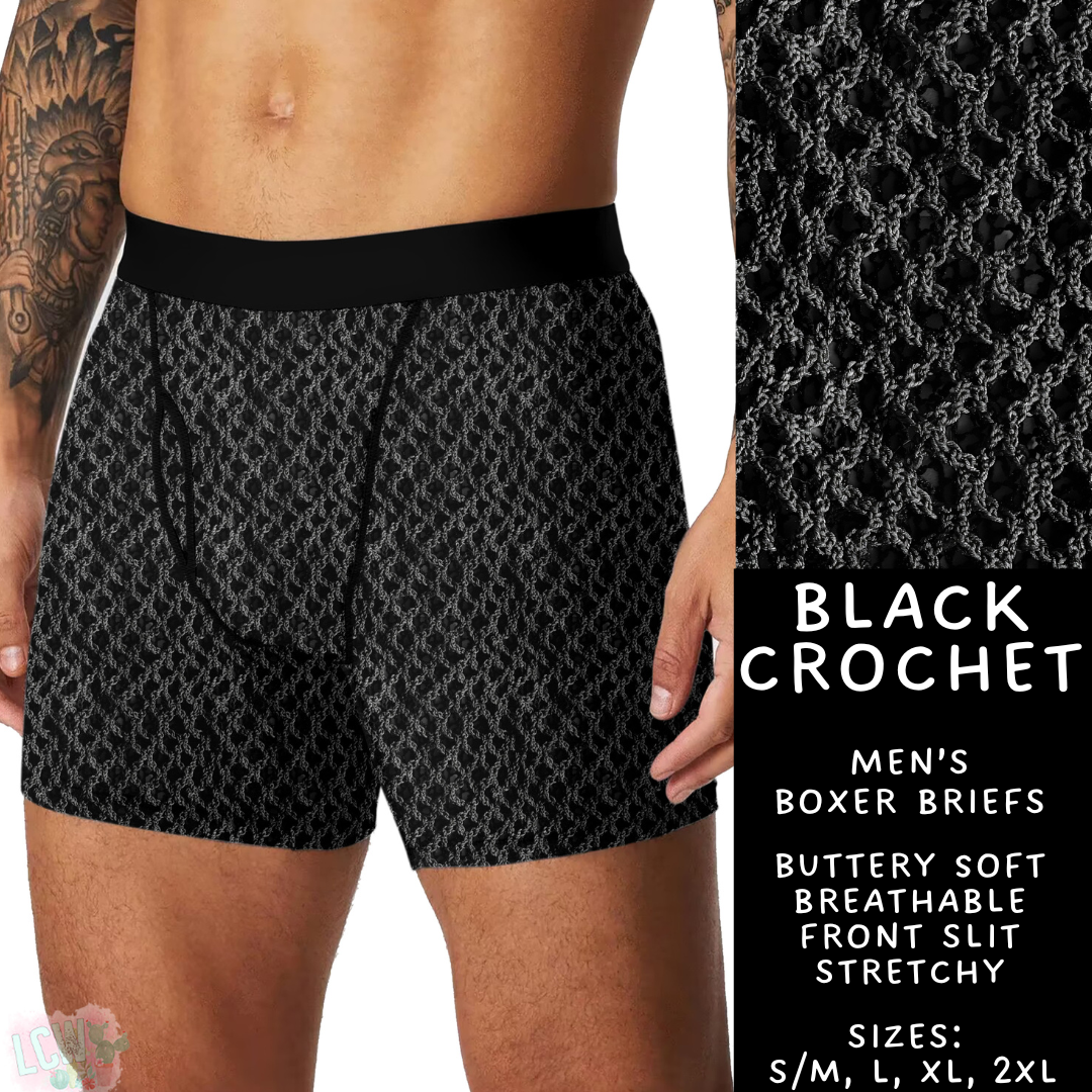 Batch #340 - Comfortable Underwear 4 - Closes 5/16 - ETA early July - Black Crochet Men's Boxer Briefs
