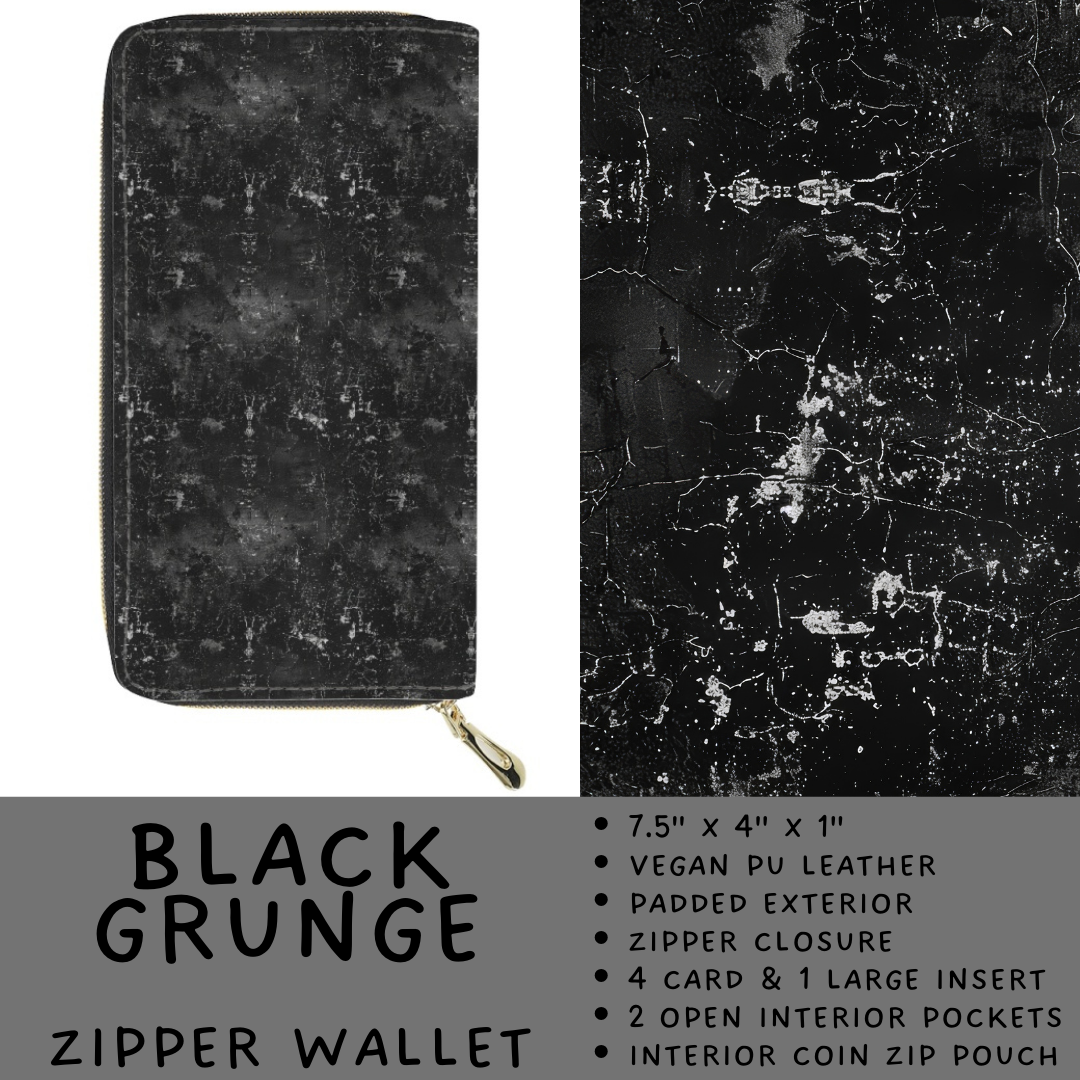 Batch #460 - Zip It Collection - Closes 12/5 - ETA late Jan - Black Grunge Zipper Wallet