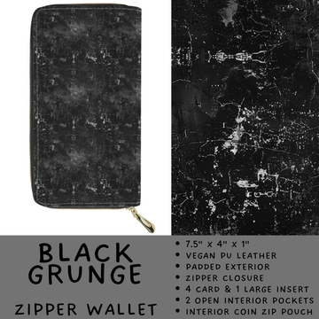 Batch #460 - Zip It Collection - Closes 12/5 - ETA late Jan - Black Grunge Zipper Wallet