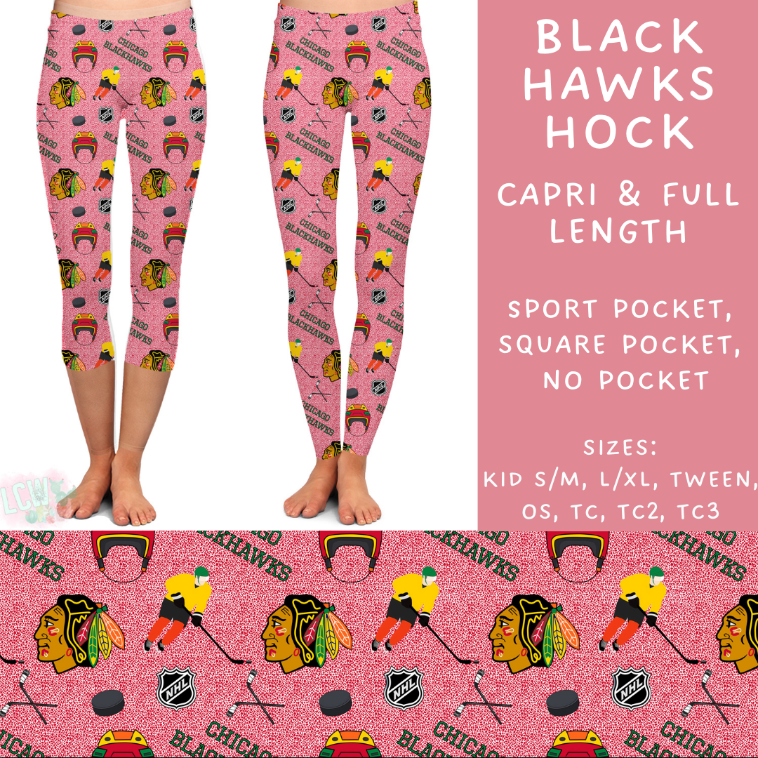 Batch #243 - Hockey - Closes 11/25 - ETA mid Jan - Black Hawks Hock Full and Capri Length Leggings