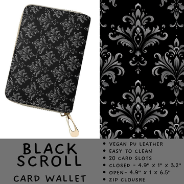 Batch #460 - Zip It Collection - Closes 12/5 - ETA late Jan - Black Scroll Card Wallet