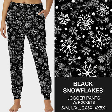 RTS - Black Snowflakes Joggers