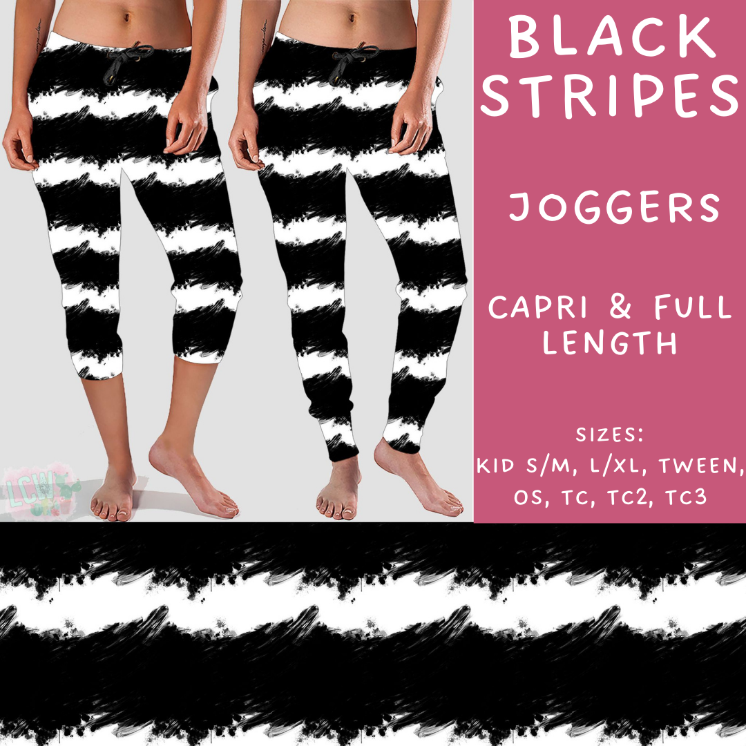 Batch #223 - Black Friday - Closes 10/18 - ETA mid Nov - Black Stripes Full and Capri Length Joggers