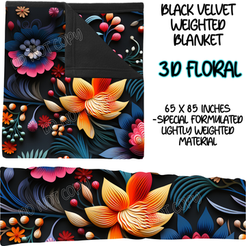 3D FLORAL - BLACK VELVET WEIGHTED BLANKET ROUND 4 PREORDER CLOSING 10/16