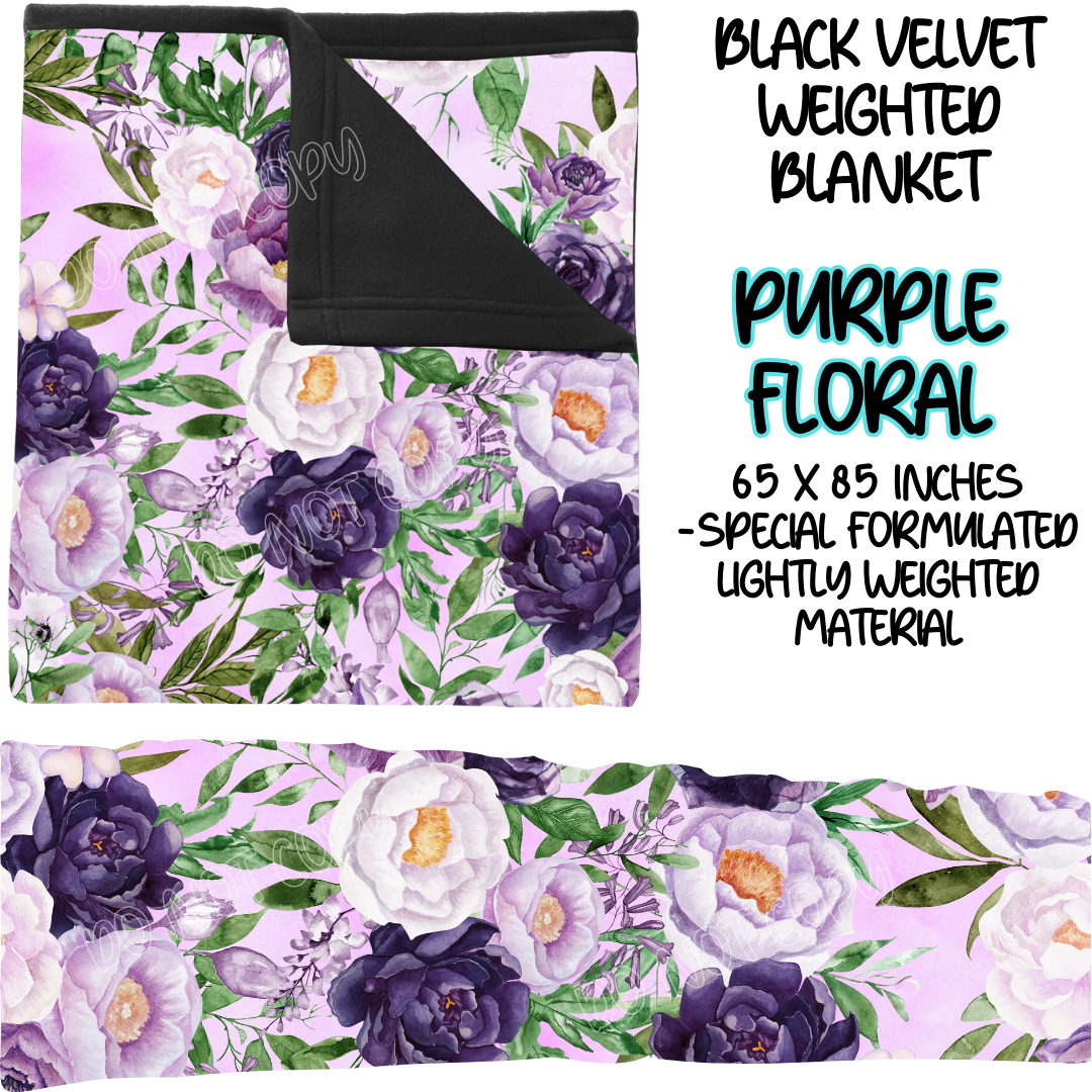 PURPLE FLORAL - BLACK VELVET WEIGHTED BLANKET ROUND 4 PREORDER CLOSING 10/16