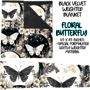 FLORAL BUTTERFLY - BLACK VELVET WEIGHTED BLANKET ROUND 4 PREORDER CLOSING 10/16