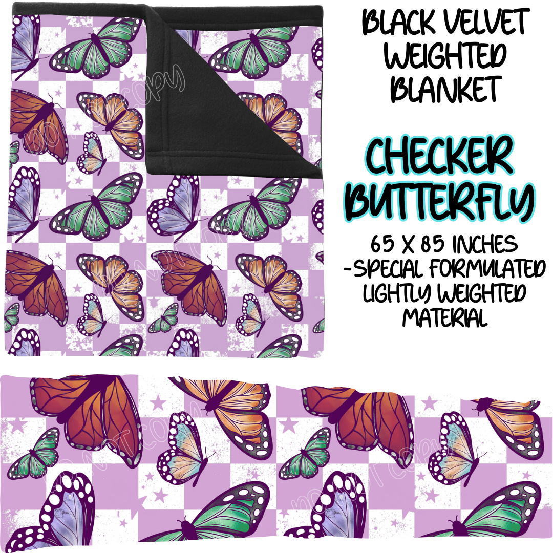 CHECKER BUTTERFLY - BLACK VELVET WEIGHTED BLANKET ROUND 4 PREORDER CLOSING 10/16