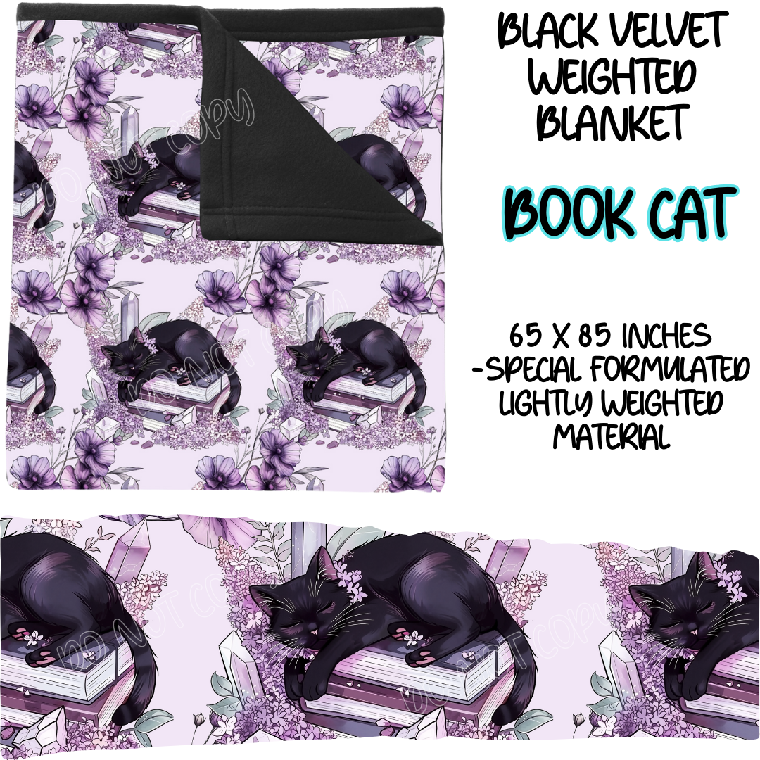 BOOK CAT - BLACK VELVET WEIGHTED BLANKET ROUND 4 PREORDER CLOSING 10/16