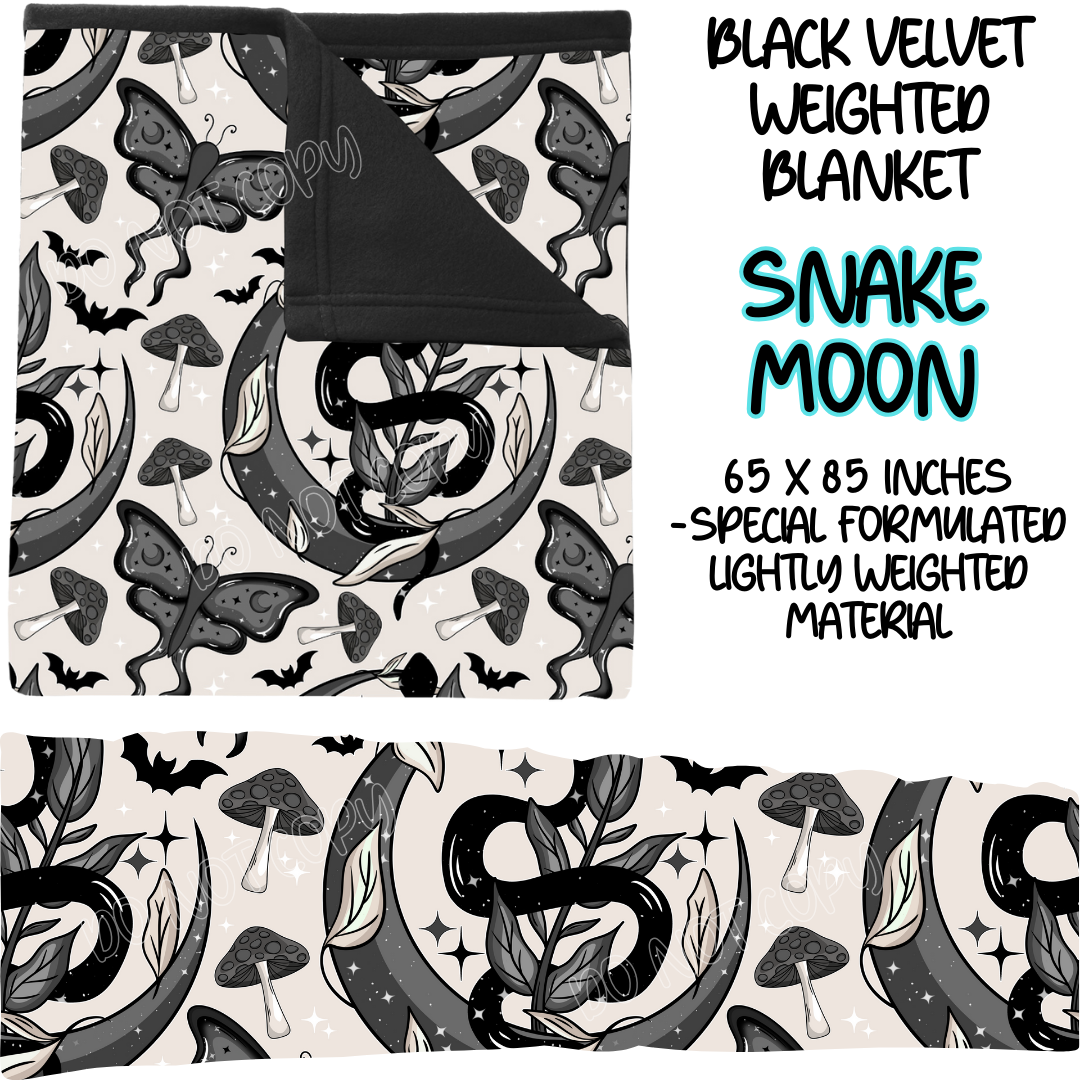 SNAKE MOON - BLACK VELVET WEIGHTED BLANKET ROUND 4 PREORDER CLOSING 10/16