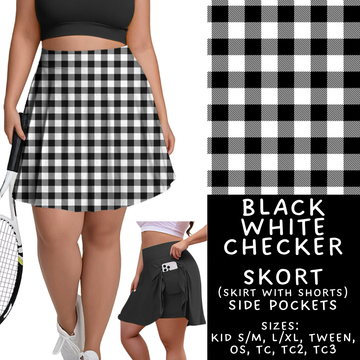 Ready To Ship - Black White Checker Skort - TC