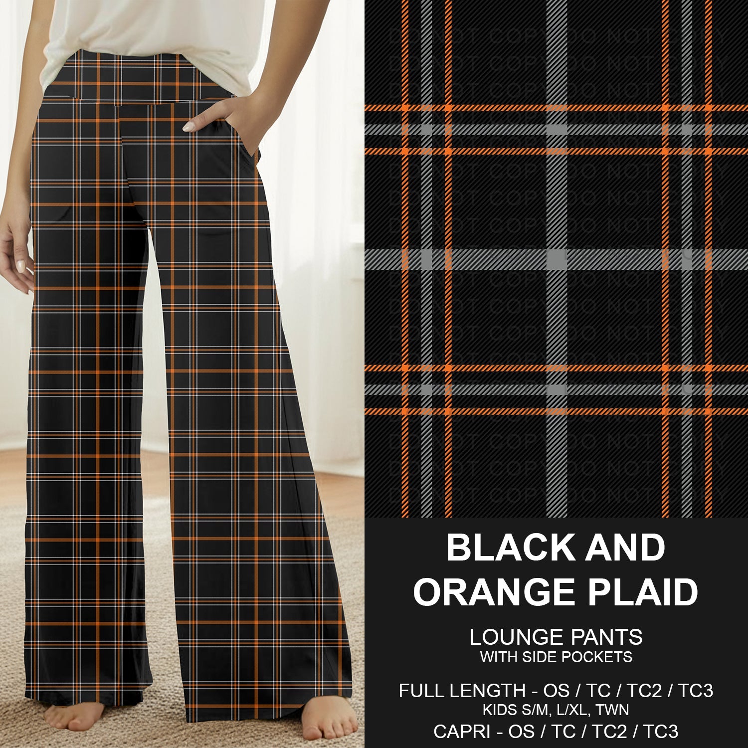 B299 - Preorder Black and Orange Plaid Lounge Pants (Closes 7/12. ETA: mid Sept.)