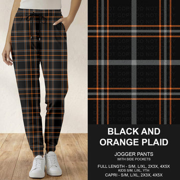 B299 - Preorder Black and Orange Plaid Joggers (Closes 7/12. ETA: mid Sept.)