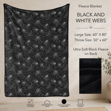 B304 - Pre-Order Black and White Webs Fleece Blanket (Closes 7/31. ETA: early Oct)
