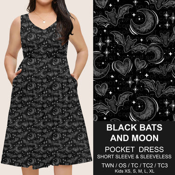 B302 - Preorder Black Bats and Moon Pocket Dress (Closes 7/24. ETA: early Oct)