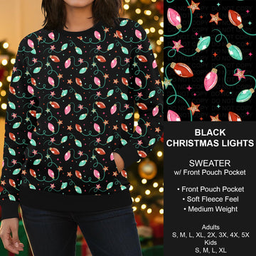 B303 - Preorder Black Christmas Lights Sweater w/ Front Pocket (Closes 7/26. ETA early Oct.)