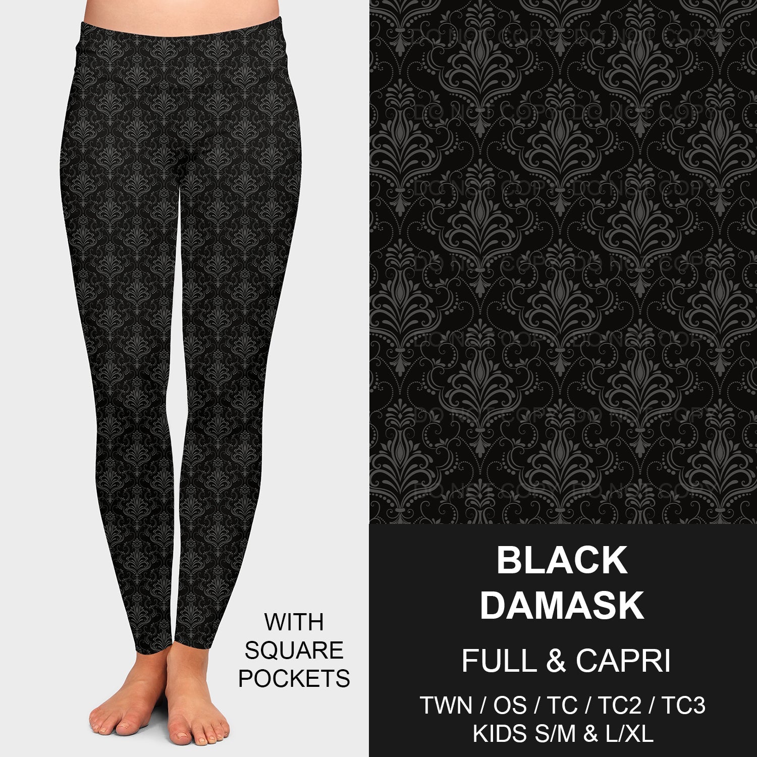 B205 - Preorder Black Damask Leggings w/ Pockets (Closes 1/12. ETA: early April)