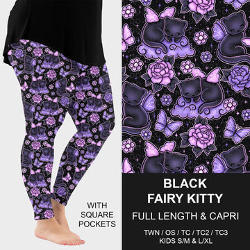 B267 - Preorder Black Fairy Kitty Leggings w/ Pockets (Closes 12/21. ETA: late Feb.)