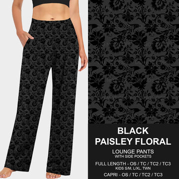 B205 - Preorder Black Paisley Floral Lounge Pants (Closes 1/12. ETA: early April)