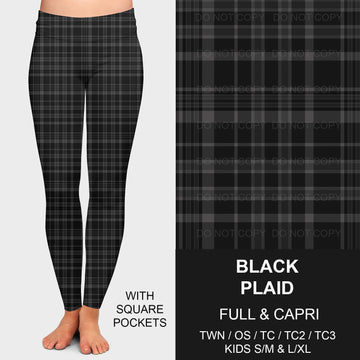 B205 - Preorder Black Plaid Leggings w/ Pockets (Closes 1/12. ETA: early April)