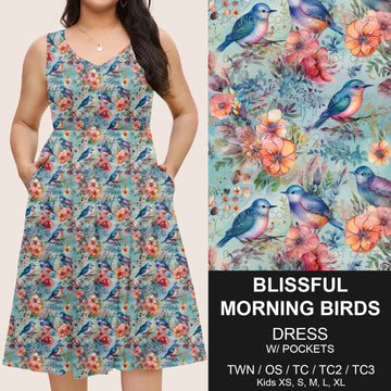 B217 - Preorder Blissful Morning Birds Sleeveless Pocket Dress (Closes 3/12. ETA: late May)