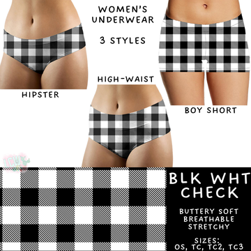 Batch #340 - Comfortable Underwear 4 - Closes 5/16 - ETA early July - Blk Wht Check Women's Underwear