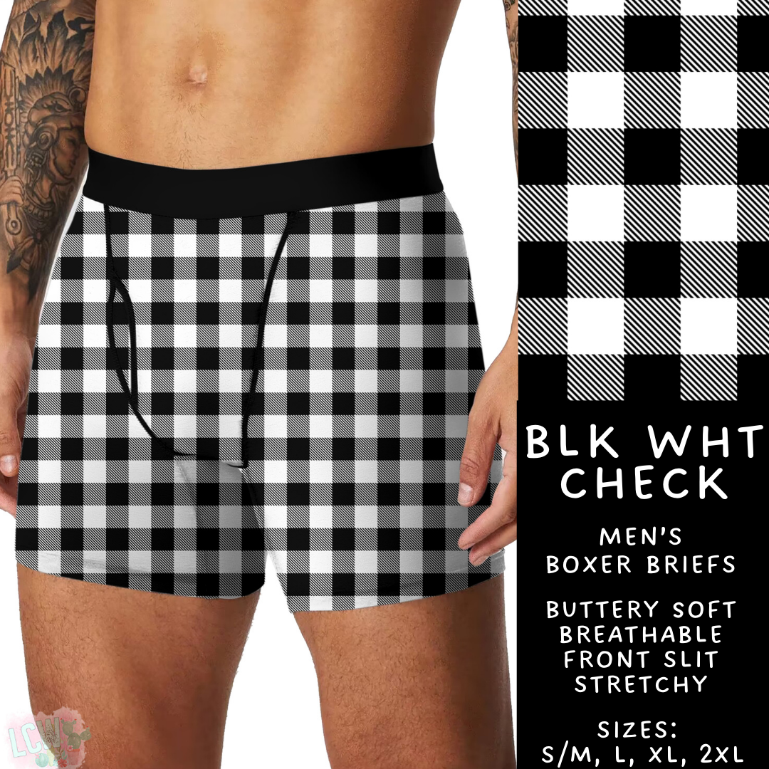 Batch #340 - Comfortable Underwear 4 - Closes 5/16 - ETA early July - Blk Wht Check Men's Boxer Briefs