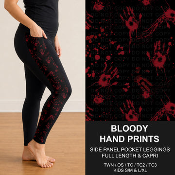 B305 - Preorder Bloody Hand Prints Side Panel Pocket Leggings (Closes 8/02. ETA: early Oct.)
